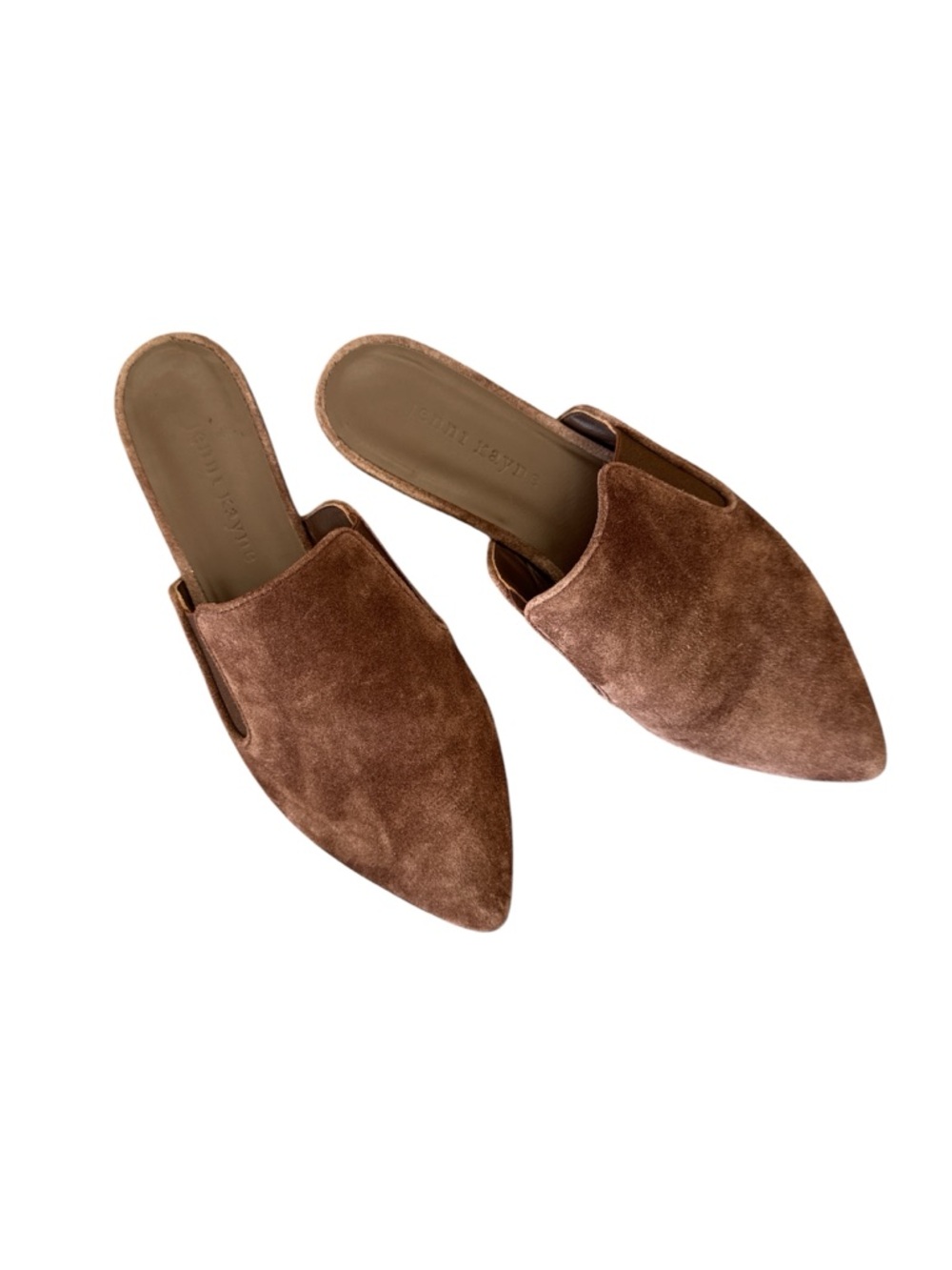 Jenni Kayne Espresso Suede Pointed Toe Mule Flats Size 37 US 7 Made in Italy
